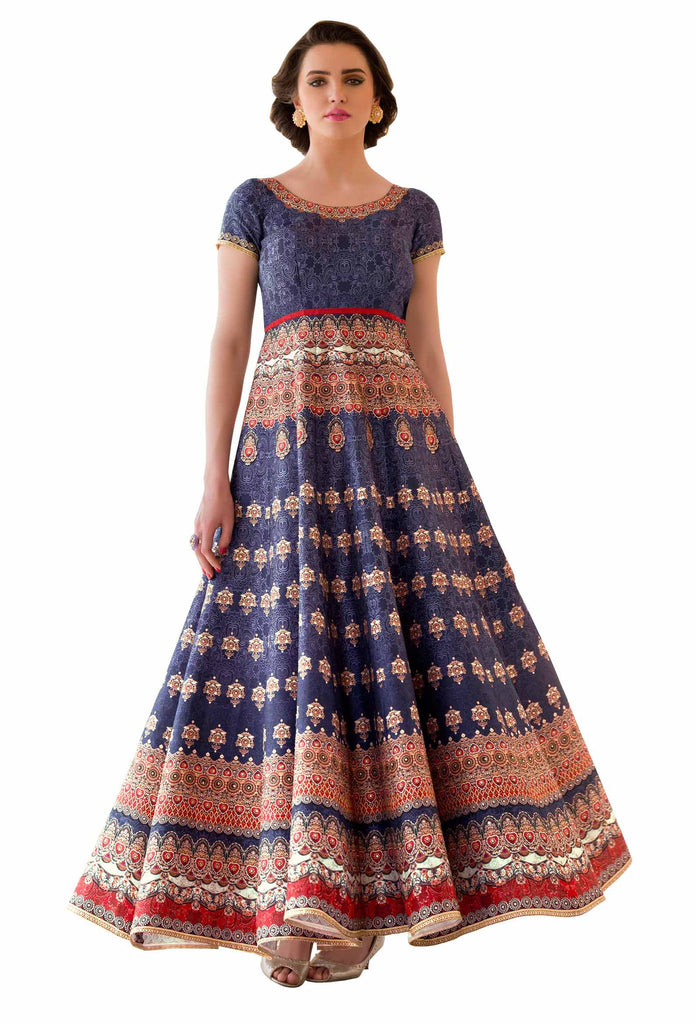 Bring Attiude yours style  Art silk Red Printed work Digital printed Bridal Ethnic Semi Stich Gown