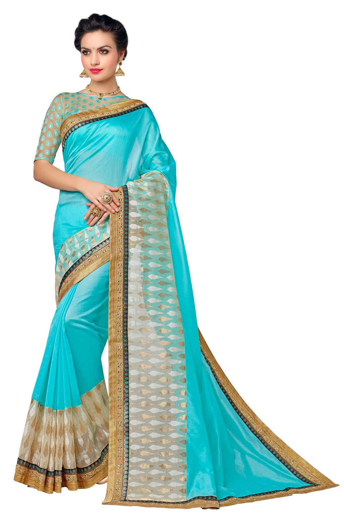 Vastreeni Glorious Classic grandful trendy latest blue silk saptrangi saree