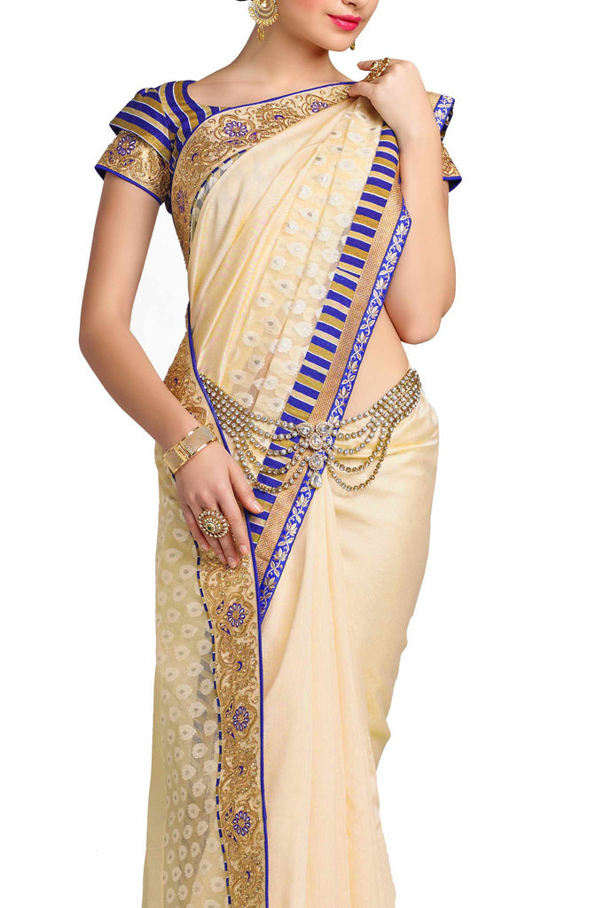 Vastreeni Splashy navy blue and red georgette designer saree is embellished with Indian embroidery work  saptrangi