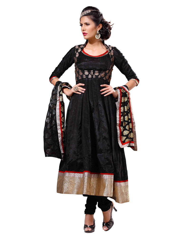 Yellow embroidered Georgette stitched salwar with dupatta