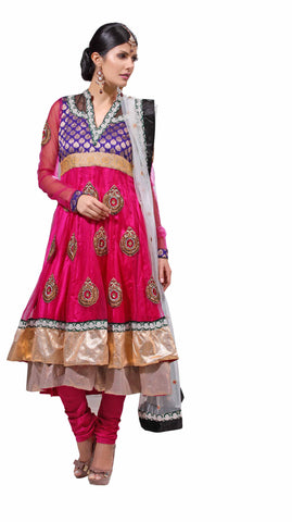 Orange embroidered Net stitched salwar with dupatta